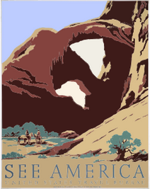 Plakat "See-America". Navi mieten USA Kanada Mexiko.  